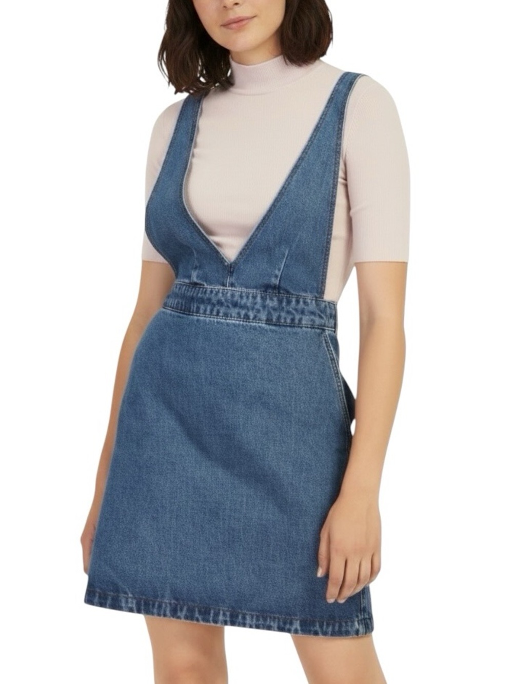 Frank & Oak Pinafore jumper mini dress in cotton denim Sz S excellent condition